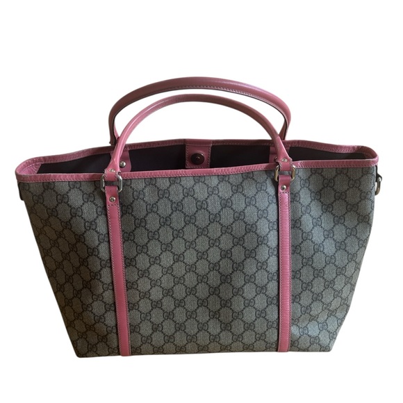 Authentic Gucci GG Supreme Joy Tote - Pink Leather Trim - Picture 2 of 10